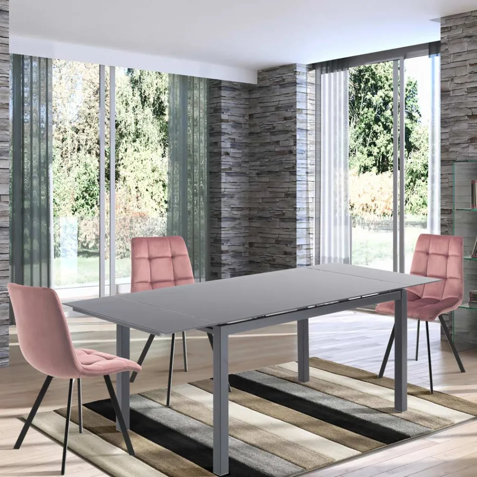 Látková kuchyňská židle s černými kovovými nohami 4 kusy – světle modrá Viadurini