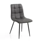 Látková kuchyňská židle s černými kovovými nohami 4 kusy – světle modrá Viadurini