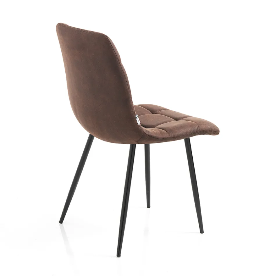 Látková kuchyňská židle s černými kovovými nohami 4 kusy – světle modrá Viadurini