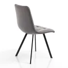 Látková kuchyňská židle s černými kovovými nohami 4 kusy – světle modrá Viadurini