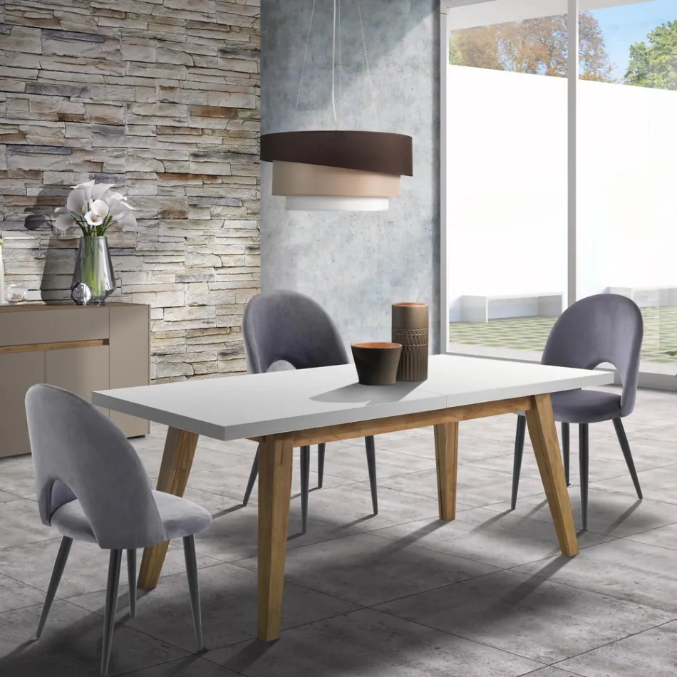 Kuchyňská židle z látky a kovu se sametovým efektem 4 kusy - Renetta Viadurini