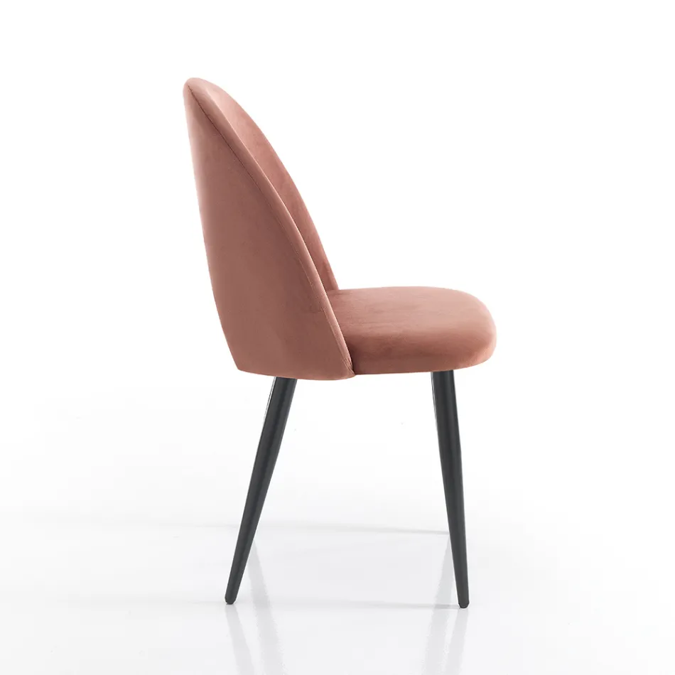 Kuchyňská židle z látky a kovu se sametovým efektem 4 kusy - Renetta Viadurini