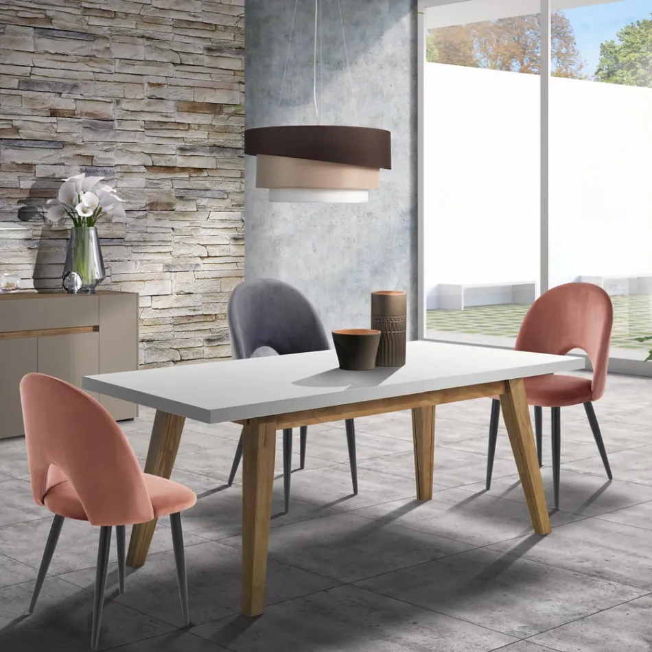 Kuchyňská židle z látky a kovu se sametovým efektem 4 kusy - Renetta Viadurini