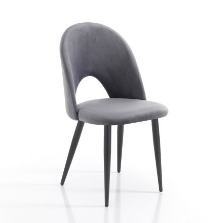 Kuchyňská židle z látky a kovu se sametovým efektem 4 kusy - Renetta Viadurini