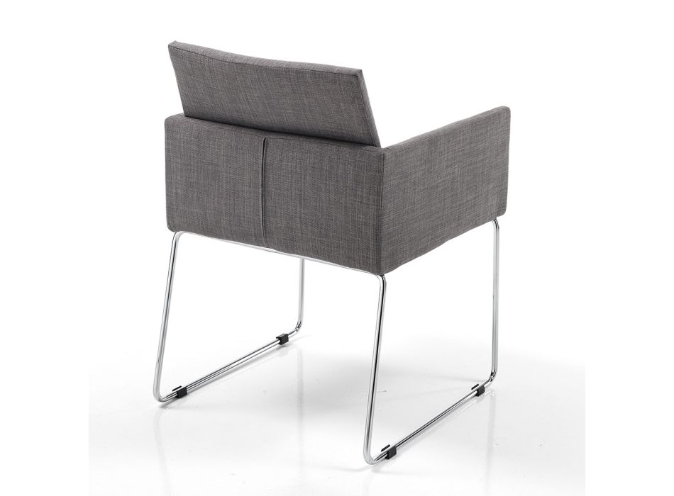 Kuchyňská židle z šedé látky s kovovou základnou 2 kusy - okenice Viadurini
