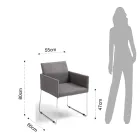 Kuchyňská židle z šedé látky s kovovou základnou 2 kusy - okenice Viadurini