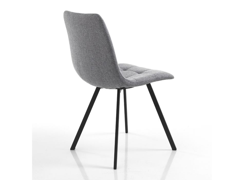 Kuchyňská židle z šedé látky a matné černé oceli 4 kusy - Ventura Viadurini