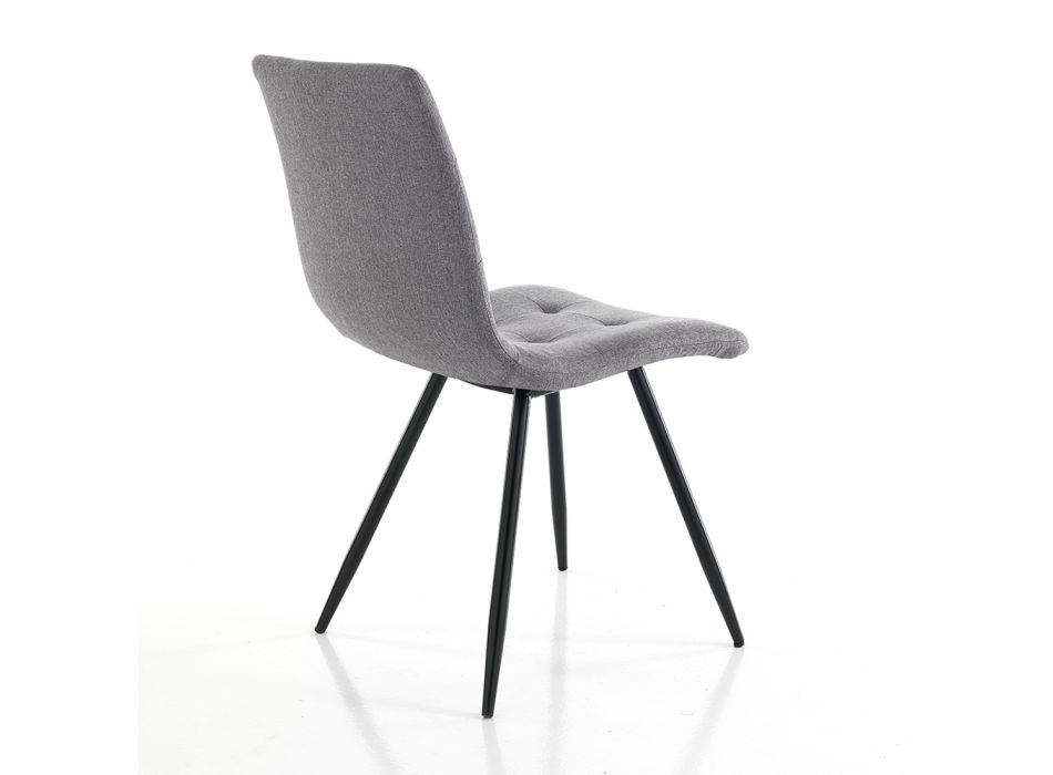 Kuchyňská židle z šedé látky a matného černého kovu 2 kusy - Scirocco Viadurini
