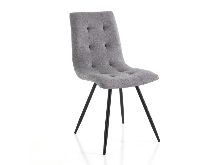 Kuchyňská židle z šedé látky a matného černého kovu 2 kusy - Scirocco Viadurini
