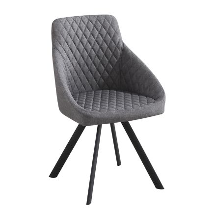 Kuchyňská židle z šedé látky a matného černého kovu 4 kusy - Mantova Viadurini