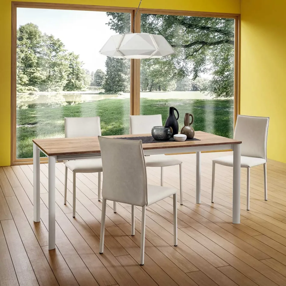 Kuchyňská židle celá čalouněná ekokůží Made in Italy, 2 kusy - Maria Viadurini