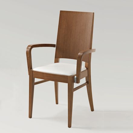 Kuchyňská židle z bukového dřeva Sedák z umělé kůže s područkami - Florent Viadurini