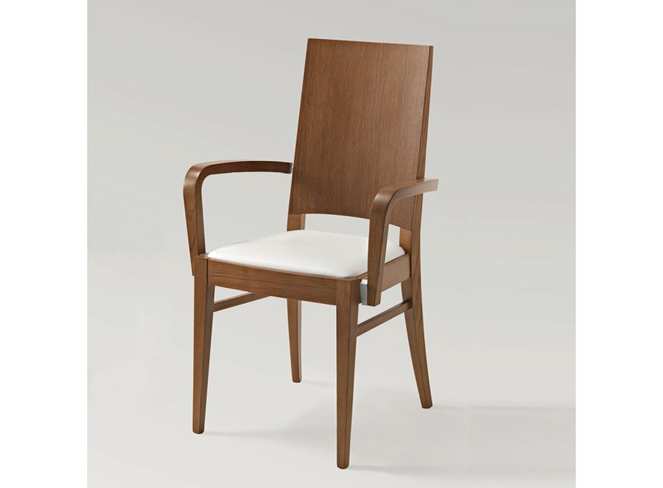 Kuchyňská židle z bukového dřeva Sedák z umělé kůže s područkami - Florent Viadurini