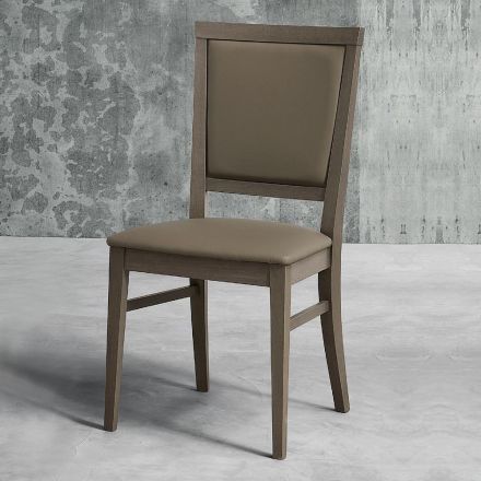 Moderní kuchyňská židle v designu dřeva a ekokůže Made in Italy - Taver Viadurini