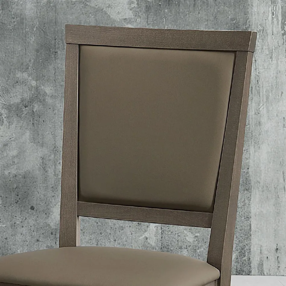 Moderní kuchyňská židle v designu dřeva a ekokůže Made in Italy - Taver Viadurini