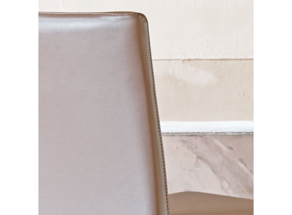 Kuchyňská židle čalouněná kůží s jasanovou strukturou Made in Italy - Sunny Viadurini