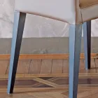 Kuchyňská židle čalouněná kůží s jasanovou strukturou Made in Italy - Sunny Viadurini