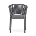 Stohovatelná venkovní židle s látkovým sedákem, Homemotion 4 kusy - Aleandro Viadurini