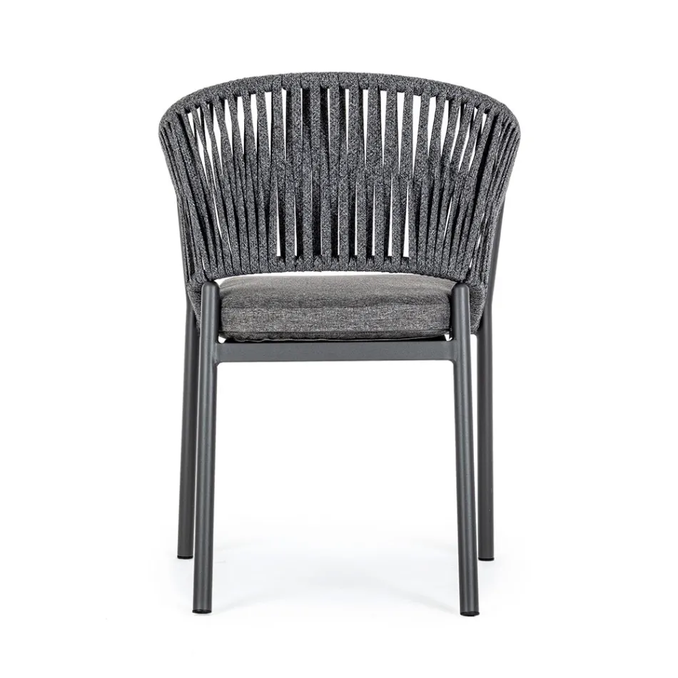 Stohovatelná venkovní židle s látkovým sedákem, Homemotion 4 kusy - Aleandro Viadurini