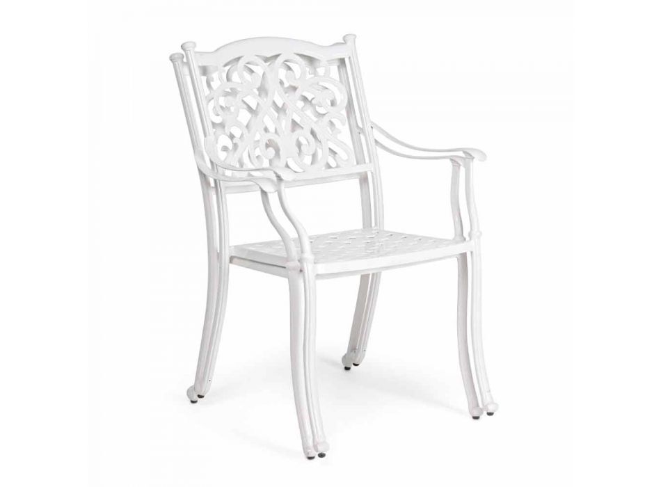 Stohovatelná venkovní židle z bílého nebo antracitového hliníku, 4 kusy - Óda Viadurini