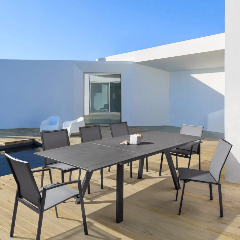 Stohovatelné venkovní křeslo z hliníku a textilu, Homemotion 4 kusy - Serge Viadurini