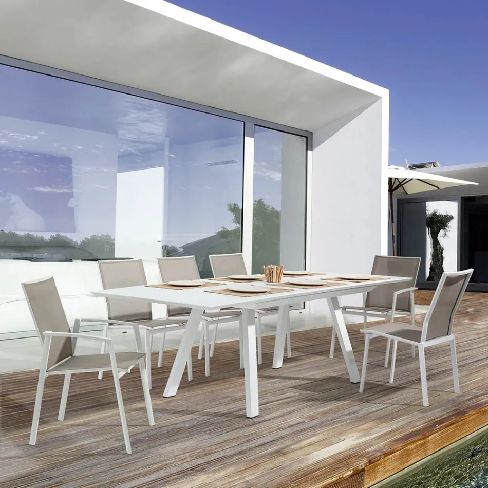 Stohovatelná venkovní židle z hliníku a textilu, Homemotion 4 kusy - Serge Viadurini