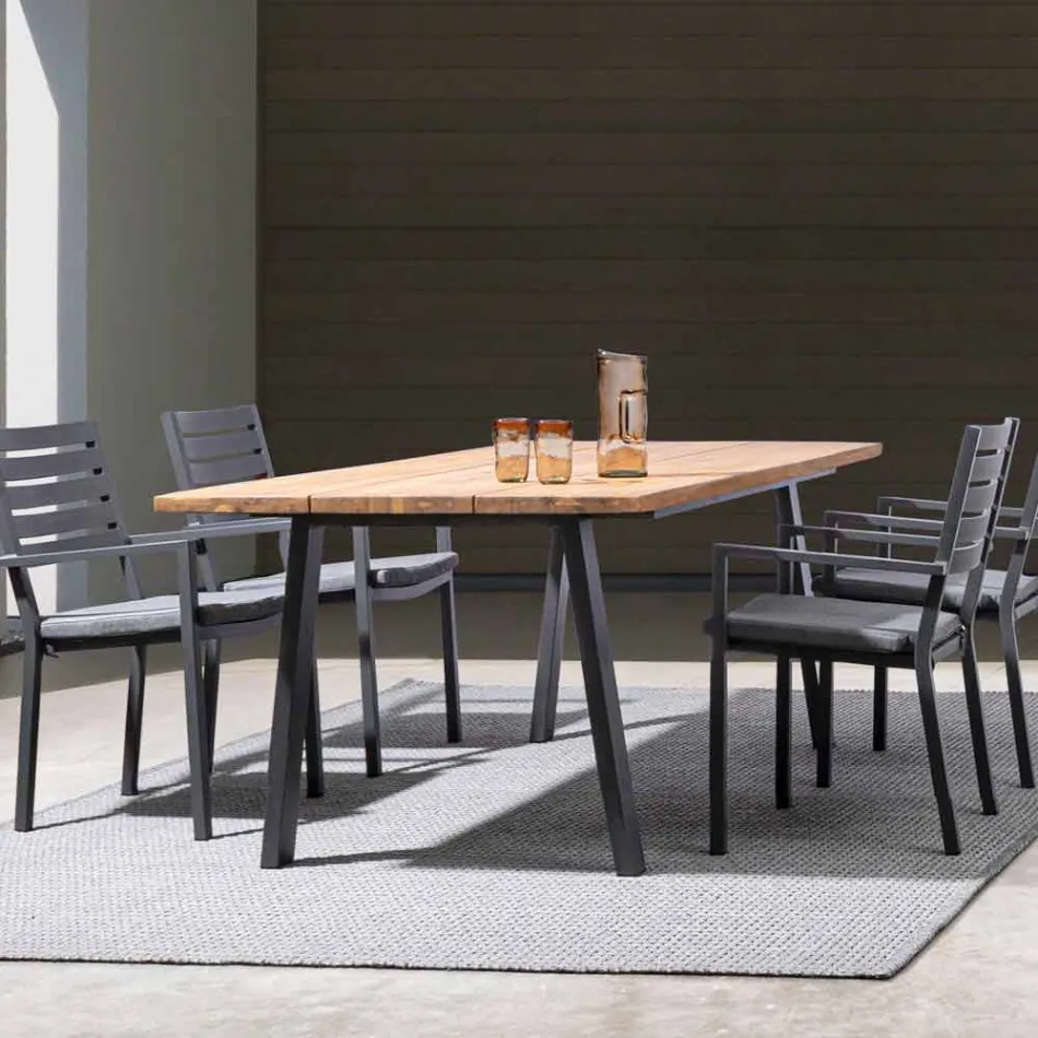 Stohovatelná hliníková venkovní židle Homemotion, 4 kusy - Carina Viadurini