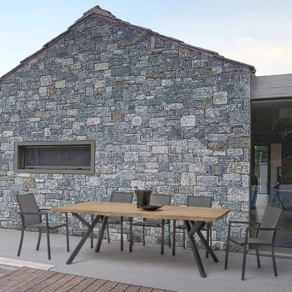 Stohovatelné venkovní křeslo z lakovaného hliníku, Homemotion, 4 kusy - Vicki Viadurini