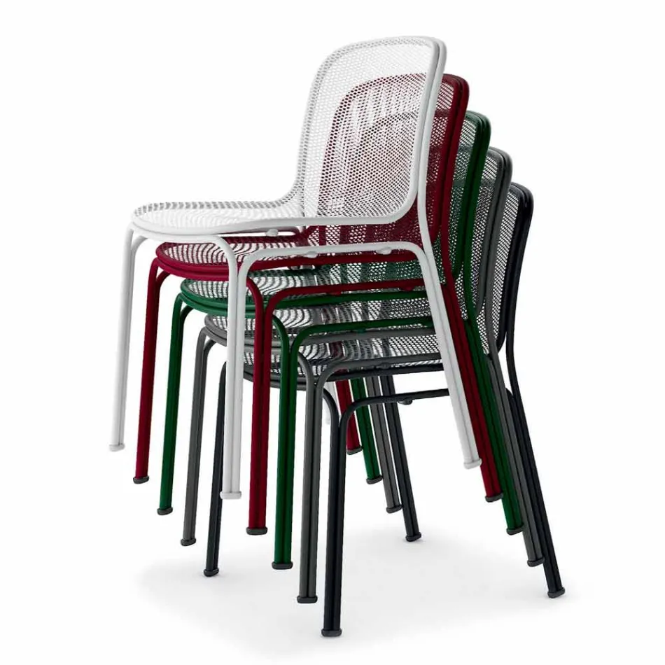 Venkovní stohovatelná kovová židle vyrobená v Itálii, 4 kusy - Prunella Viadurini