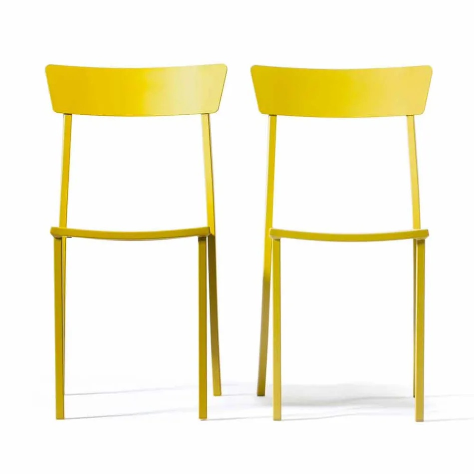 Stohovatelná venkovní židle z lakovaného kovu vyrobená v Itálii, 4 kusy - tyl Viadurini