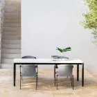 Venkovní hliníková židle s nebo bez polštáře, vysoká kvalita, 4 ks - Filomena Viadurini