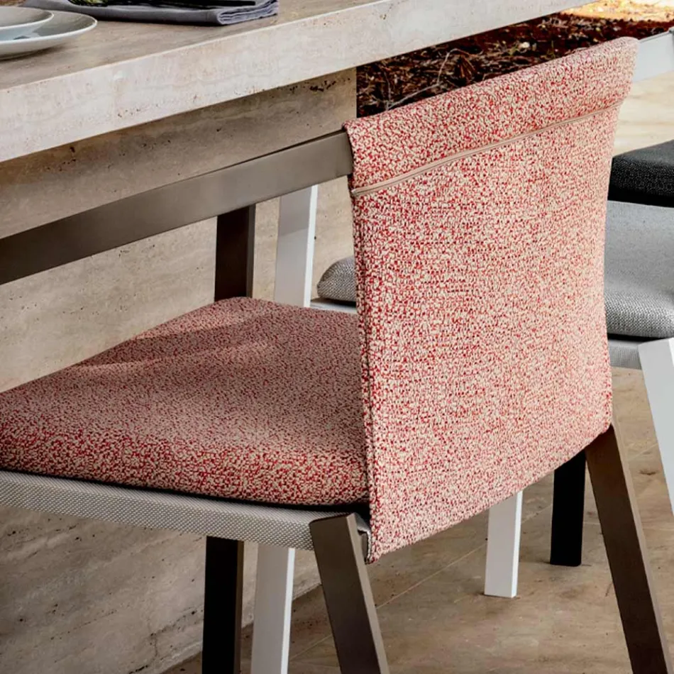 Venkovní hliníková židle s nebo bez polštáře, vysoká kvalita, 4 ks - Filomena Viadurini