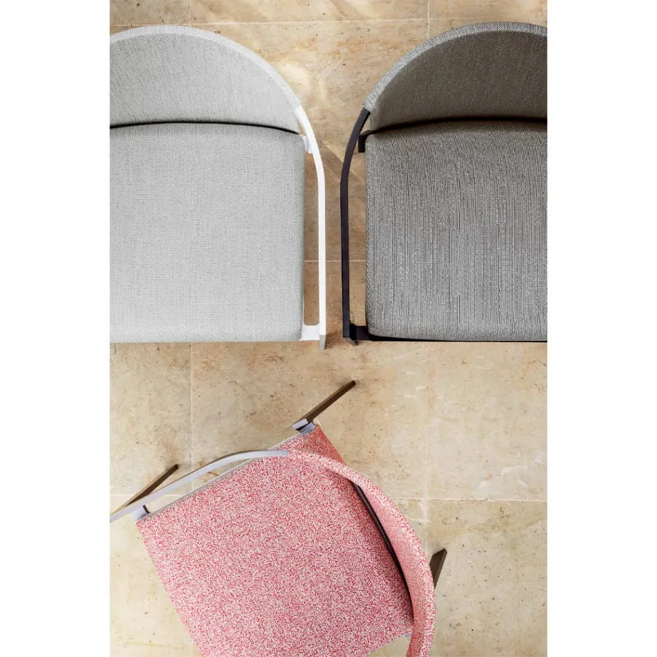 Venkovní hliníková židle s nebo bez polštáře, vysoká kvalita, 4 ks - Filomena Viadurini