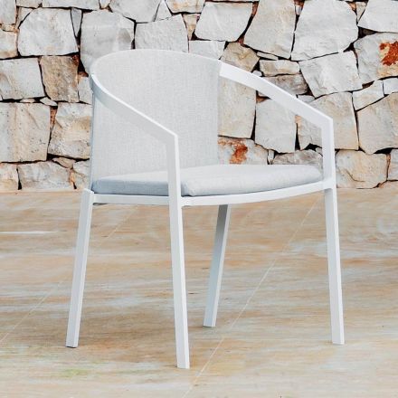 Venkovní hliníková židle s nebo bez polštáře, vysoká kvalita, 4 ks - Filomena Viadurini