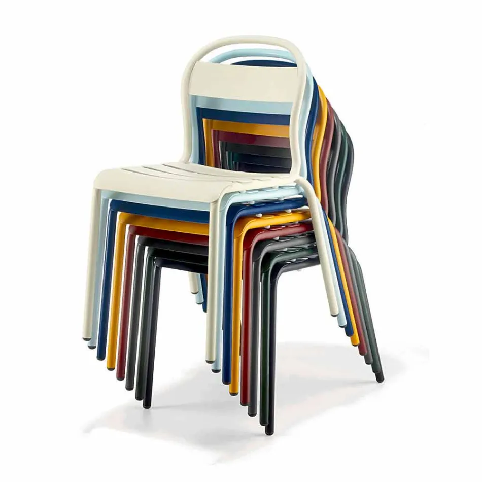 Venkovní stohovatelná hliníková židle vyrobená v Itálii, 4 kusy - Ulyssa Viadurini