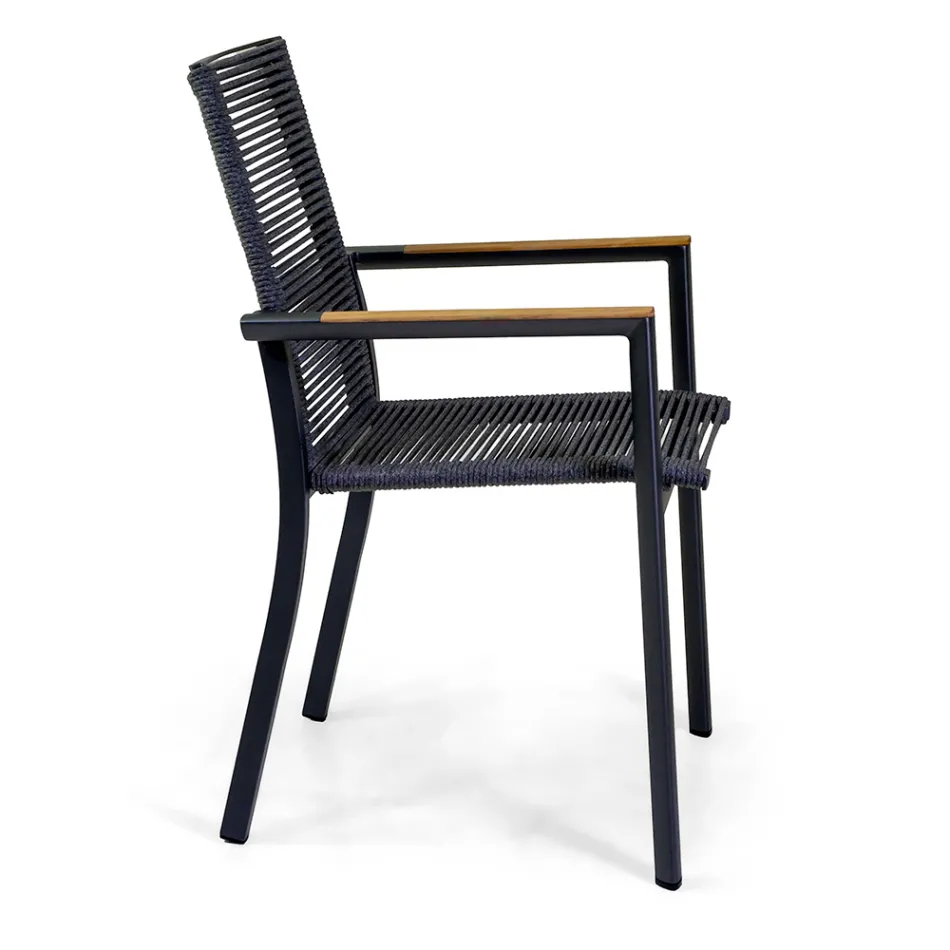 Venkovní židle z hliníku, sedák a opěradlo z provazu - detail Viadurini