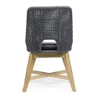 Venkovní židle z lana a látky s týkovou základnou, Homemotion 2 kusy - Lesya Viadurini