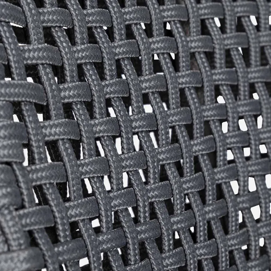 Venkovní židle z lana a látky s týkovou základnou, Homemotion 2 kusy - Lesya Viadurini