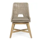 Venkovní židle z lana a látky s týkovou základnou, Homemotion 2 kusy - Lesya Viadurini