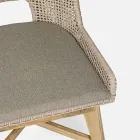 Venkovní židle z lana a látky s týkovou základnou, Homemotion 2 kusy - Lesya Viadurini