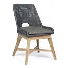 Venkovní židle z lana a látky s týkovou základnou, Homemotion 2 kusy - Lesya Viadurini