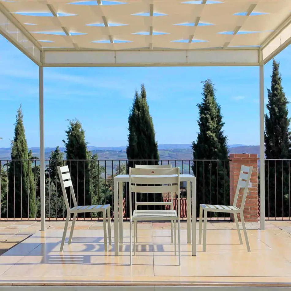 Venkovní židle z perleťově lakovaného železa vyrobeného v Itálii, 4 kusy - Bernie Viadurini