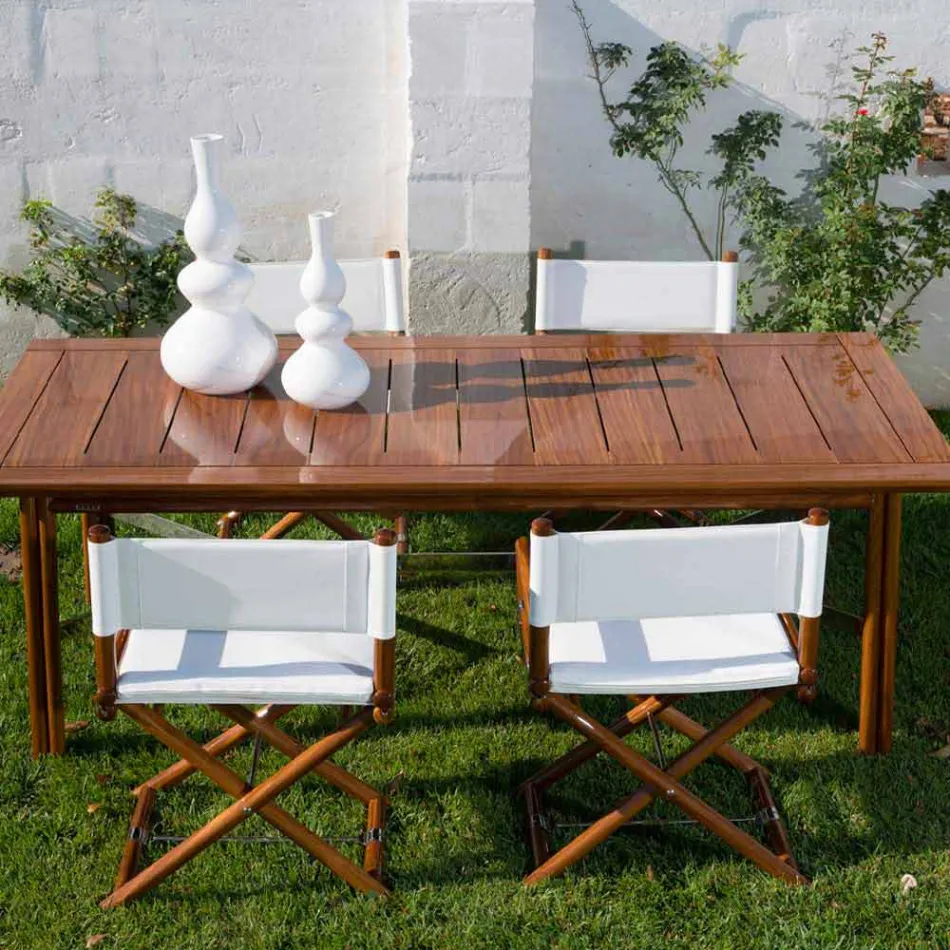 Venkovní židle z přírodního dřeva nebo černá a znovu uzavíratelná designová látka - Suzana Viadurini