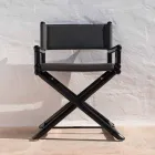 Venkovní židle z přírodního dřeva nebo černá a znovu uzavíratelná designová látka - Suzana Viadurini