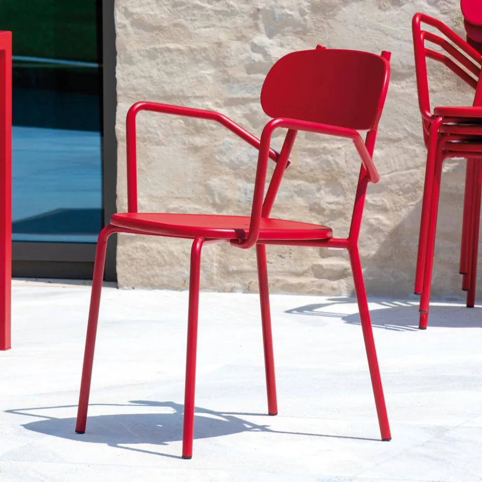 Venkovní kovová židle s područkami Made in Italy 4 kusy - Pixie Viadurini