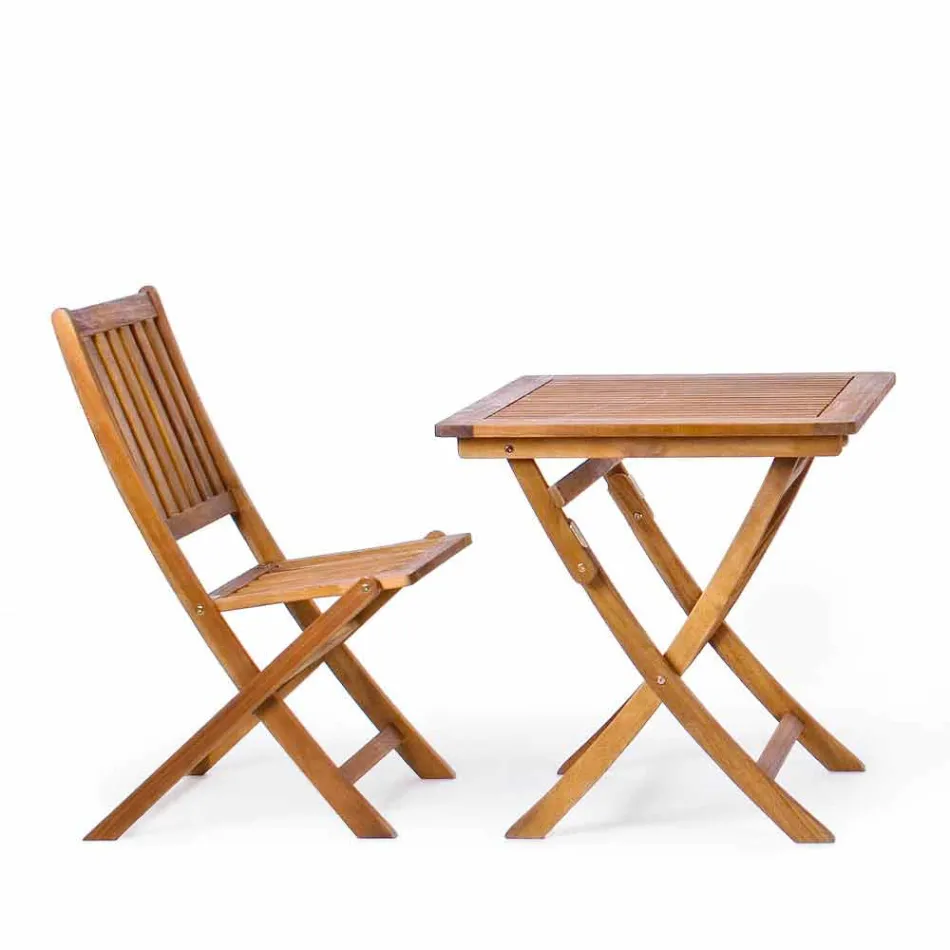 Skládací venkovní židle z akáciového dřeva, 2 kusy - Grima Viadurini