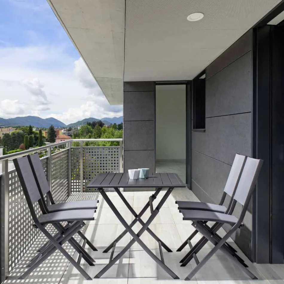 Skládací venkovní židle z textilu a hliníku, 4 kusy - Holly Viadurini