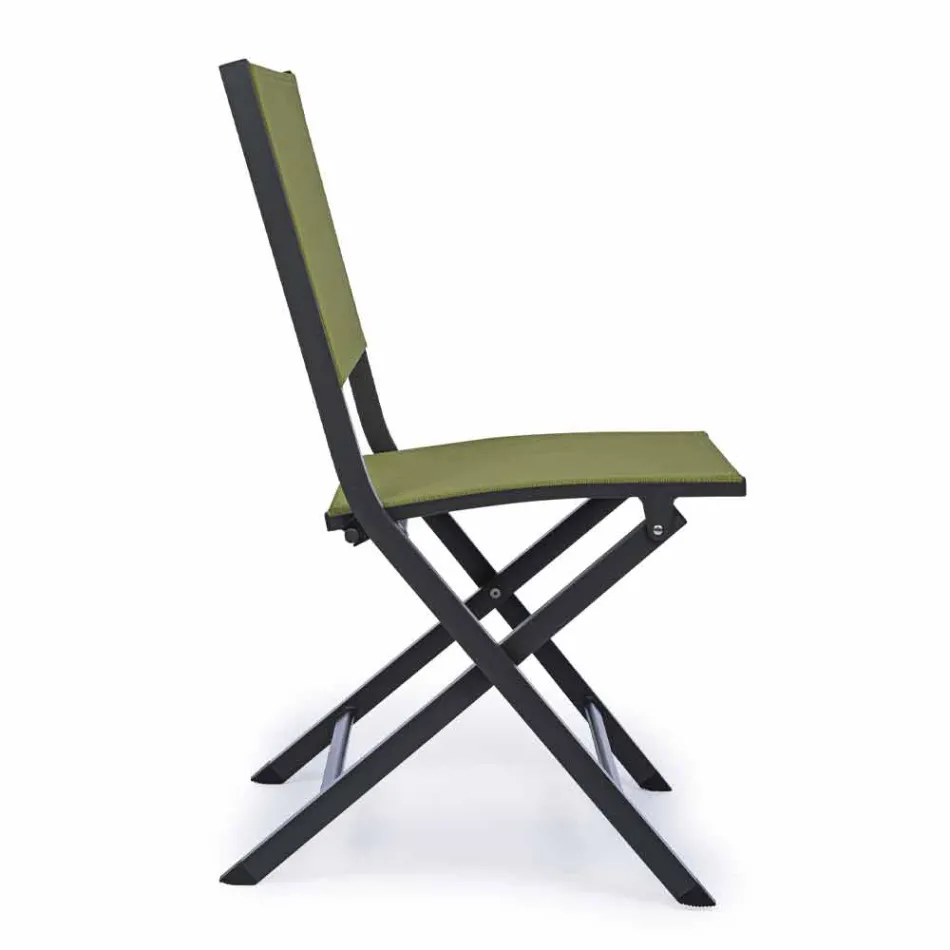 Skládací venkovní židle z textilu a hliníku, 4 kusy - Holly Viadurini