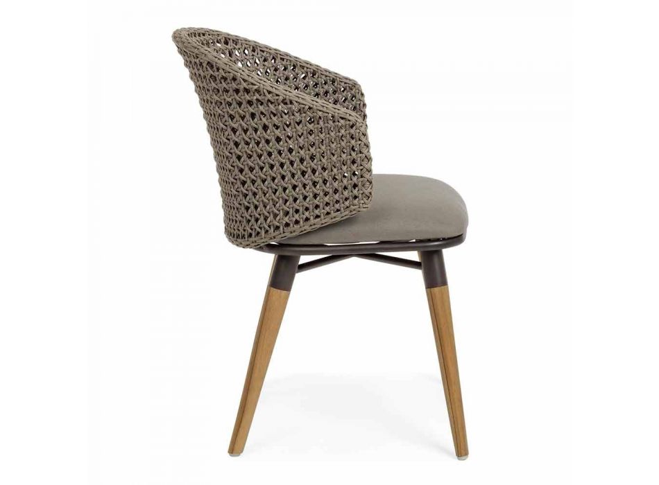 Tortora Venkovní židle ze dřeva, hliníku a Homemotion Fabric - Luana Viadurini
