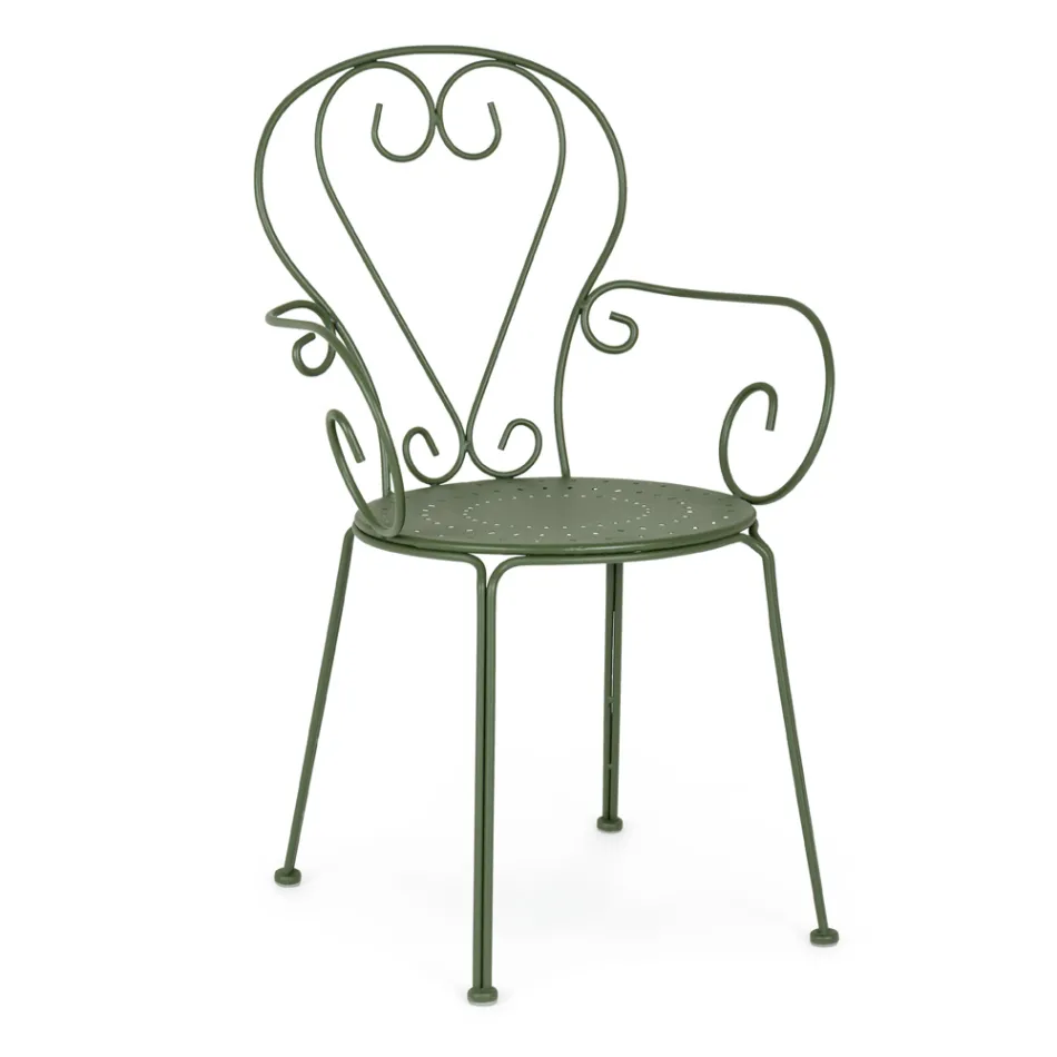 Zahradní židle s područkami Shabby Chic Design z oceli - Očarování Viadurini